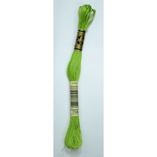 DMC Stranded Cotton #704 Bright Chartreuse Hand Embroidery Floss 8m Skein