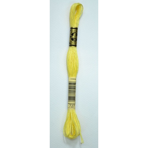 DMC Stranded Cotton #727 Very Light Topaz Hand Embroidery Floss 8m Skein