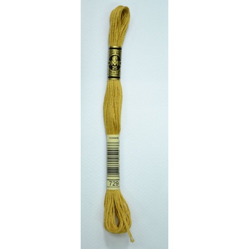 DMC Stranded Cotton #729 Medium Old Gold Hand Embroidery Floss 8m Skein