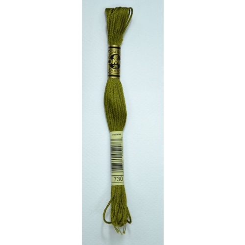 DMC Stranded Cotton #730 Very Dark Olive Green Hand Embroidery Floss 8m Skein
