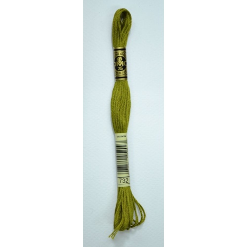 DMC Stranded Cotton #732 Olive Green Hand Embroidery Floss 8m Skein