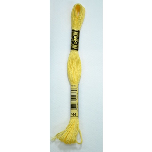 DMC Stranded Cotton #744 Pale Yellow Hand Embroidery Floss 8m Skein