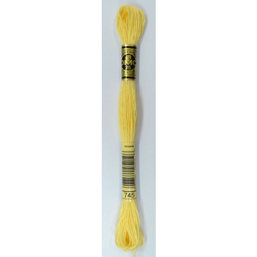 DMC Stranded Cotton #745 Light Pale Yellow Hand Embroidery Floss 8m Skein
