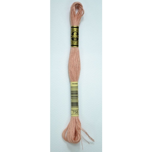 DMC Stranded Cotton #758 Very Light Terra Cotta Hand Embroidery Floss 8m Skein