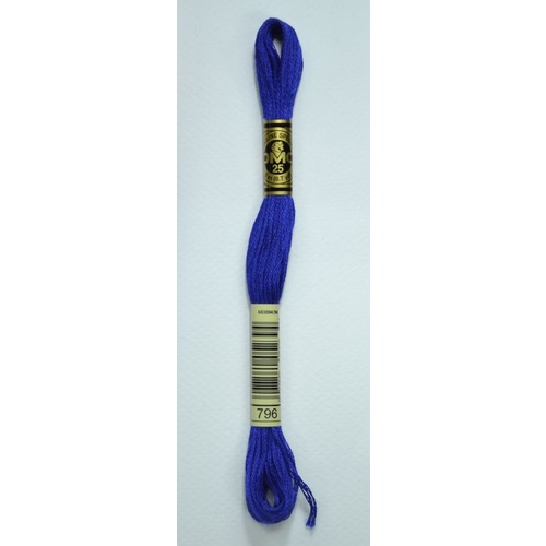 DMC Stranded Cotton #796 Dark Royal Blue Hand Embroidery Floss 8m Skein