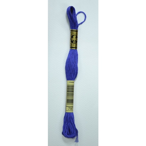 DMC Stranded Cotton #797 Royal Blue Hand Embroidery Floss 8m Skein