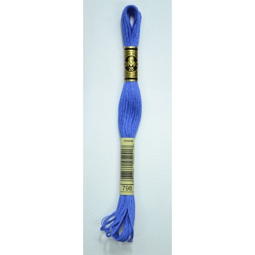 DMC Stranded Cotton #798 Dark Delft Blue Hand Embroidery Floss 8m Skein