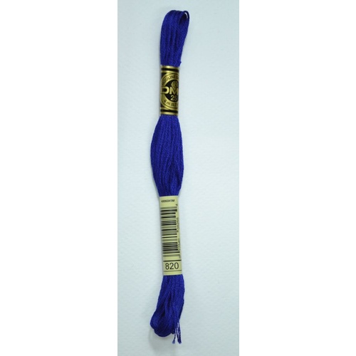 DMC Stranded Cotton #820 Very Dark Royal Blue Hand Embroidery Floss 8m Skein
