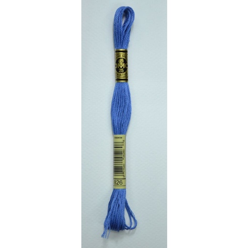 DMC Stranded Cotton #826 Medium Blue Hand Embroidery Floss 8m Skein