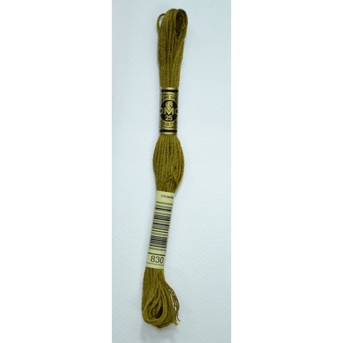 DMC Stranded Cotton #830 Dark Golden Olive Hand Embroidery Floss 8m Skein