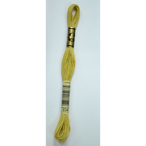 DMC Stranded Cotton #834 Very Light Golden Olive Hand Embroidery Floss 8m Skein