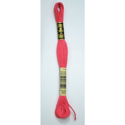 DMC Stranded Cotton #891 Dark Carnation Hand Embroidery Floss 8m Skein