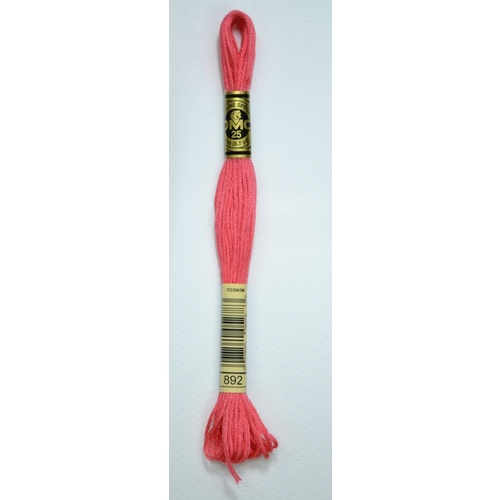 DMC Stranded Cotton #892 Medium Carnation Hand Embroidery Floss 8m Skein