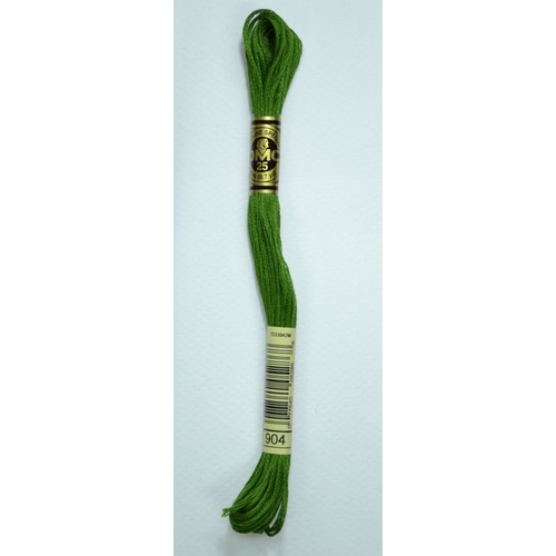 DMC Stranded Cotton #904 Very Dark Parrot Green Hand Embroidery Floss 8m Skein