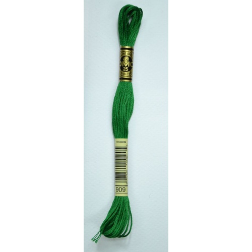 DMC Stranded Cotton #909 Very Dark Emerald Green Hand Embroidery Floss 8m Skein