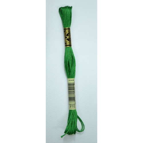 DMC Stranded Cotton #910 Dark Emerald Green Hand Embroidery Floss 8m Skein