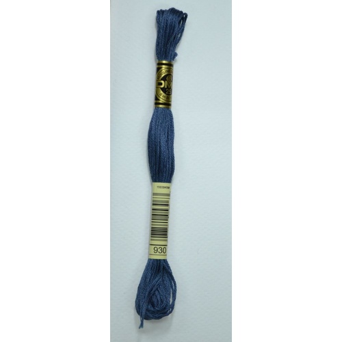 DMC Stranded Cotton #930 Dark Antique Blue Hand Embroidery Floss 8m Skein