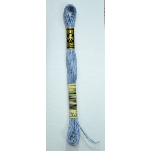 DMC Stranded Cotton #932 Light Antique Blue Hand Embroidery Floss 8m Skein