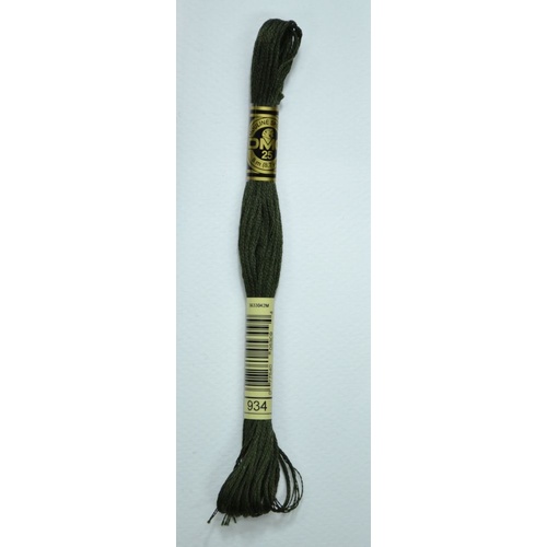 DMC Stranded Cotton #934 Black Avocado Green Hand Embroidery Floss 8m Skein