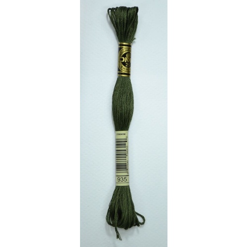 DMC Stranded Cotton #935 Dark Avocado Green Hand Embroidery Floss 8m Skein