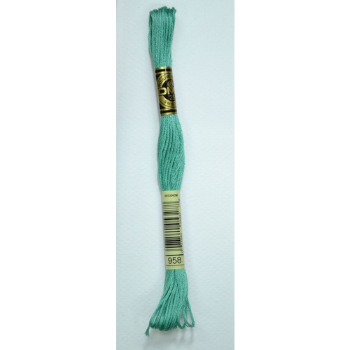 DMC Stranded Cotton #958 Dark Seagreen Hand Embroidery Floss 8m Skein