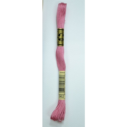 DMC Stranded Cotton #962 Medium Dusty Rose Hand Embroidery Floss 8m Skein