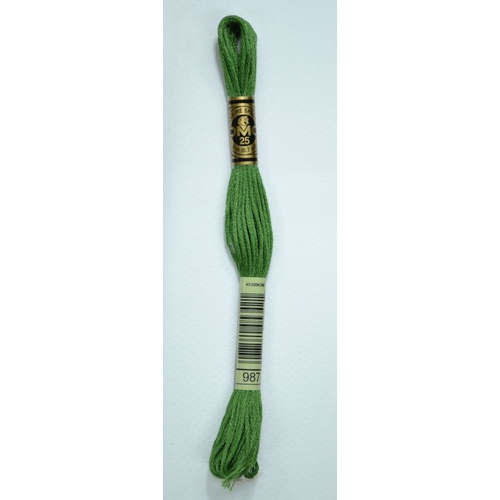 DMC Stranded Cotton #987 Dark Forest Green Hand Embroidery Floss 8m Skein