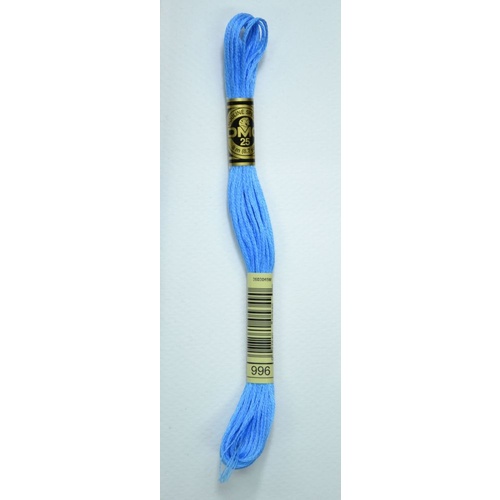DMC Stranded Cotton #996 Medium Electric Blue Hand Embroidery Floss 8m Skein