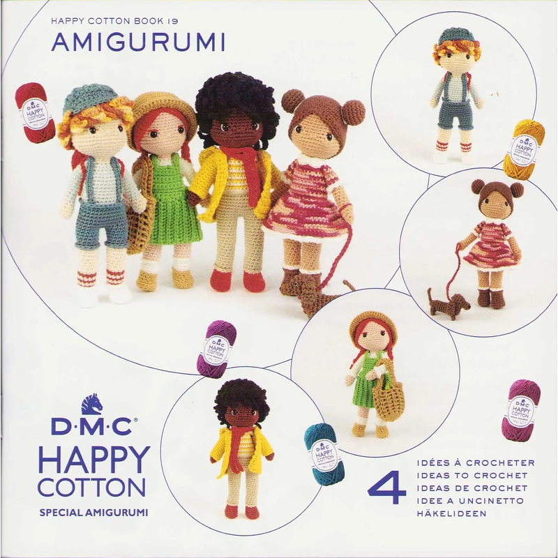DMC Happy Cotton Book 19, Dolls & Accessories, 4 Ideas to Crochet (15916)