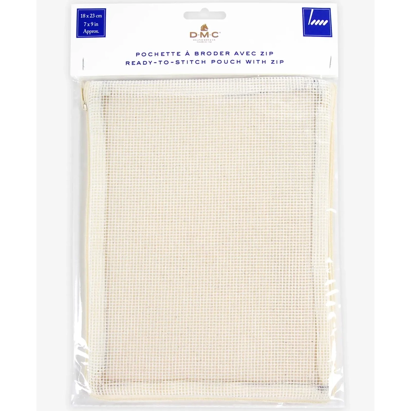 DMC Ready to Stitch Pouch, 100% Cotton & 12ct Canvas with Zip, 18cm x 23cm