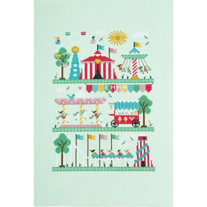 DMC Designer Cross Stitch Kit FunFair 22cm x 30.3 cm By Little Dove Designs