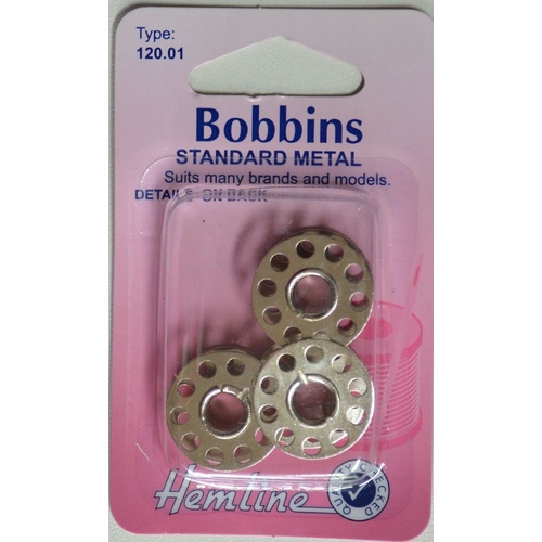 Hemline Bobbins Standard Metal Type 120.01, See Pack Back For Details, pack of 3