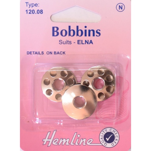Hemline Bobbins Metal Type 120.08 Suits Swiss Made Elna, Pack of 3, See Pack