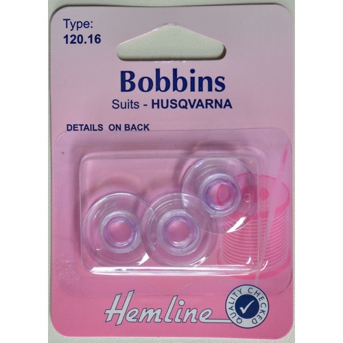 Hemline Bobbins, Husqvarna / Viking Pre 1990, Pack of 3 Bobbins (120.16)