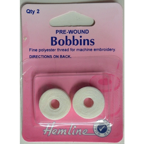 Pre-Wound Bobbins, 100% Polyester Thread 145m/158yds, 75/D2, Pack 2