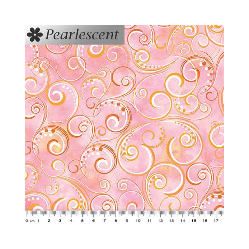 Pearl Splendour PEACH MELBA Pearlescent Cotton Fabric 12707P/36