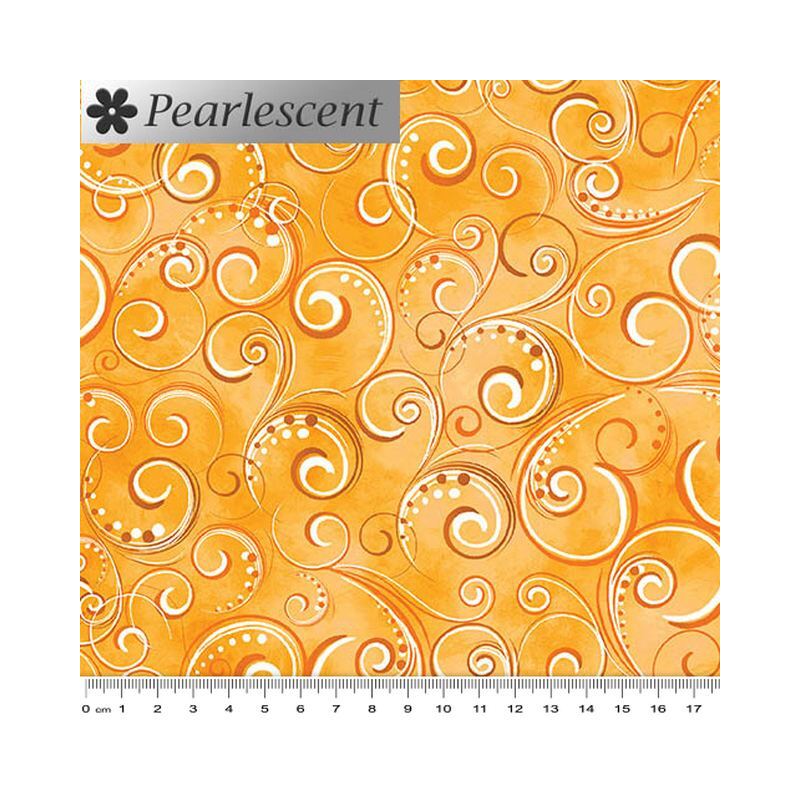 Pearl Splendour Orange Pearlescent Cotton Fabric 12707P/38