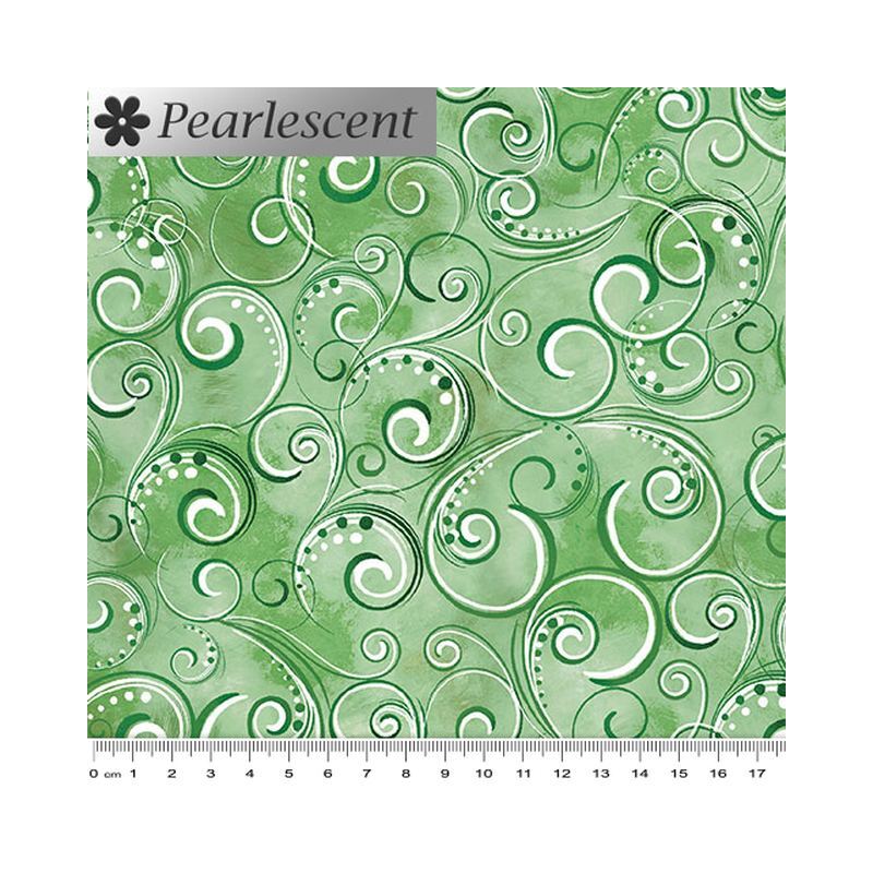 Pearl Splendour MEADOW GREEN Pearlescent Cotton Fabric 12707P/45
