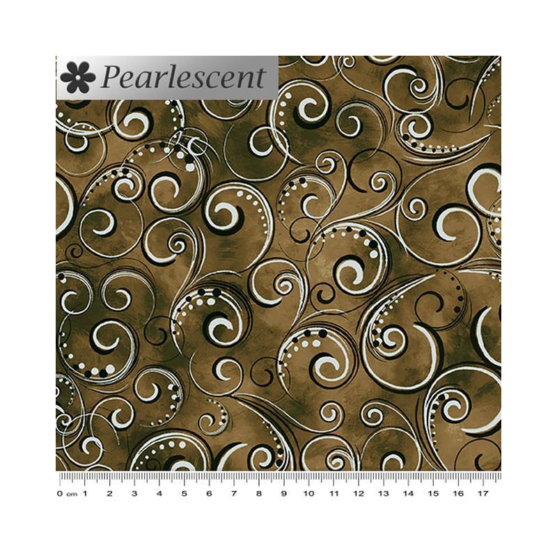 Pearl Splendour OLIVE/BROWN Pearlescent Cotton Fabric 12707P/49
