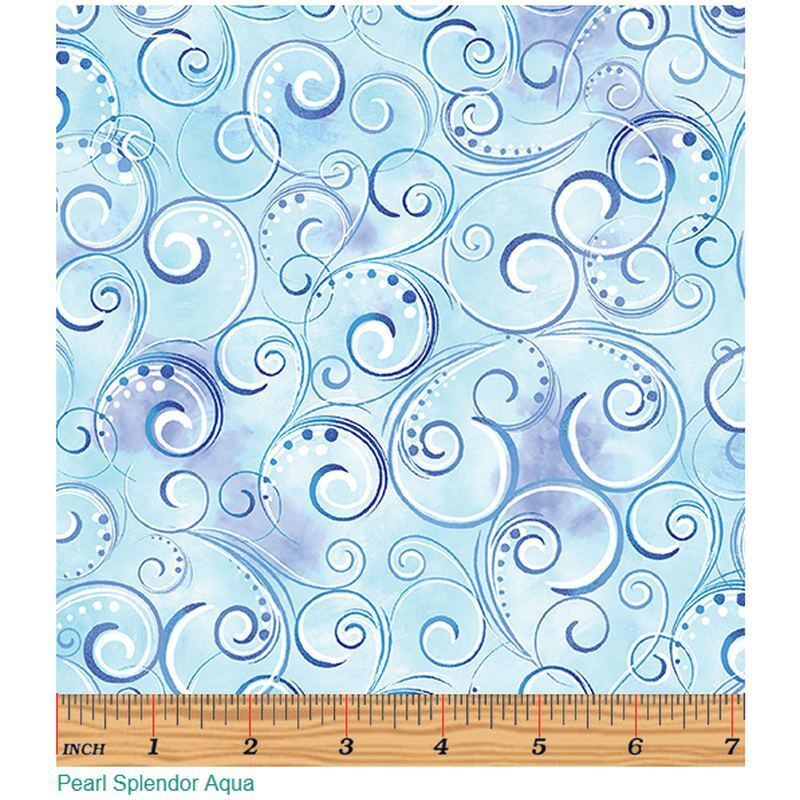 Pearl Splendour AQUA Pearlescent, 110cm Wide Cotton Fabric 12707P/80