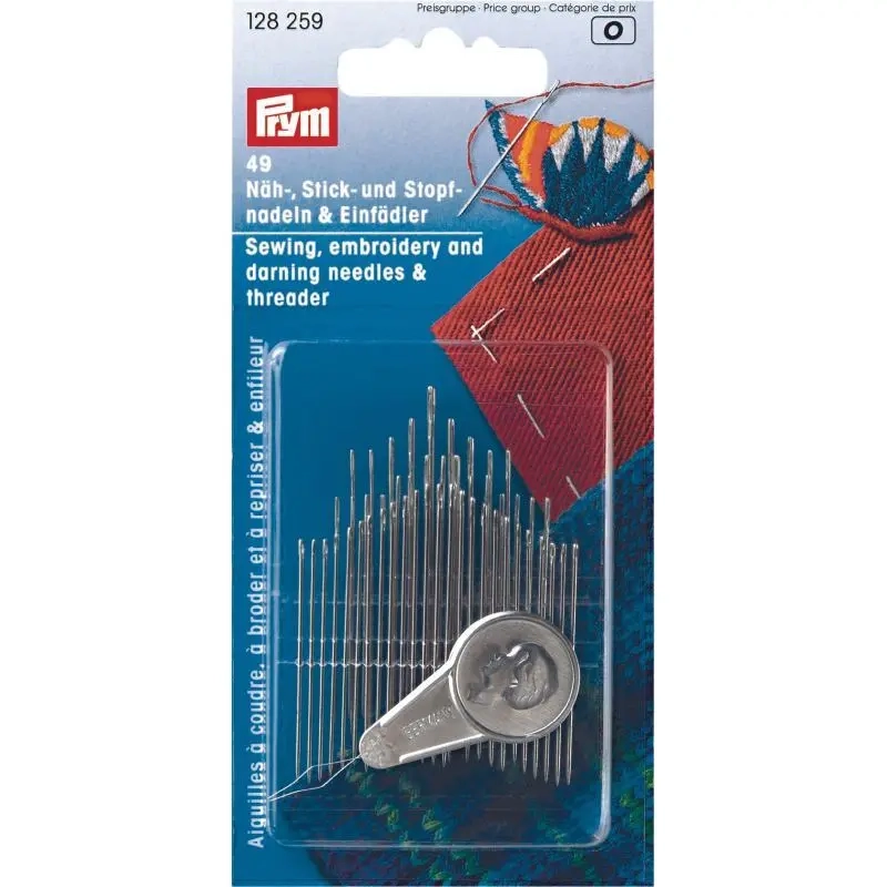 Sewing, Embroidery & Darning Needles Assortment & Threader, 49 Needles #128259