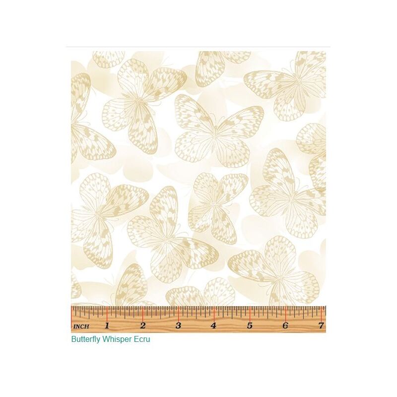 Benartex Butterfly Whispers ECRU, 275cm wide Quilt Backing Fabric 12838W70