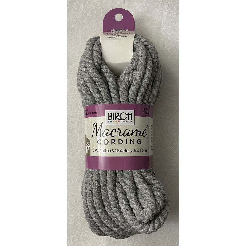 Birch Macrame Cording 6mm GREY 268G, 15.24m Skein