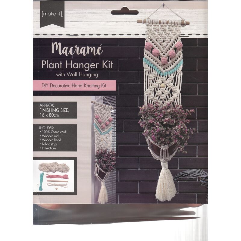 Macrame Plant Hanging Kit, 141322-CREAM, Approx. 16cm x 80cm