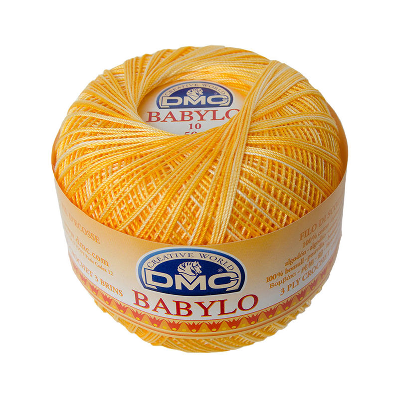 DMC Babylo Size 10, #90 Variegated Yellow White Crochet Cotton, 50g Ball