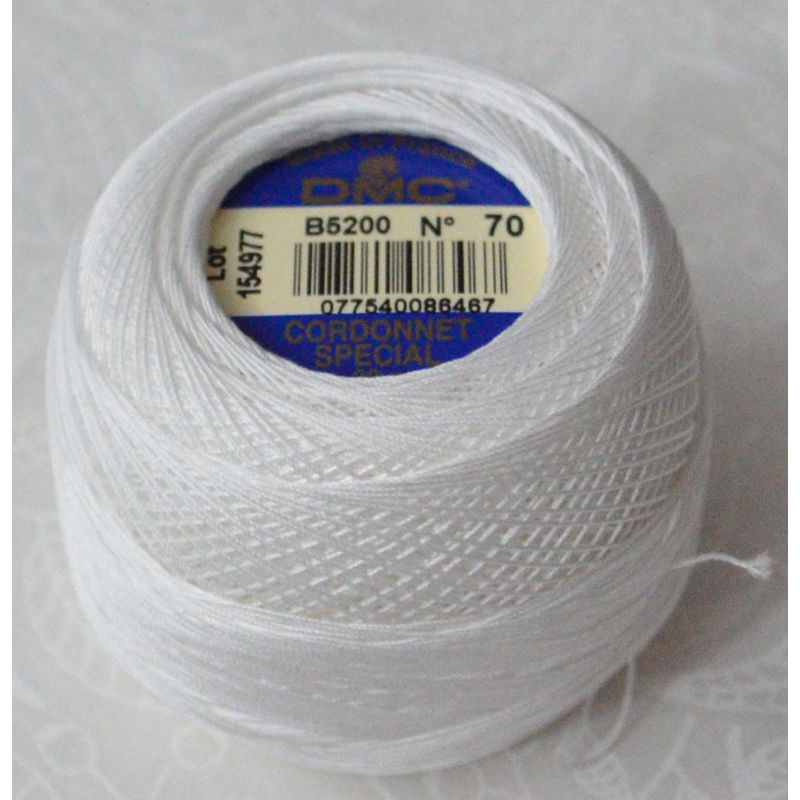 DMC Cordonnet Special Size 70 B5200 SNOW WHITE 6 Cord Crochet Cotton 20g Ball