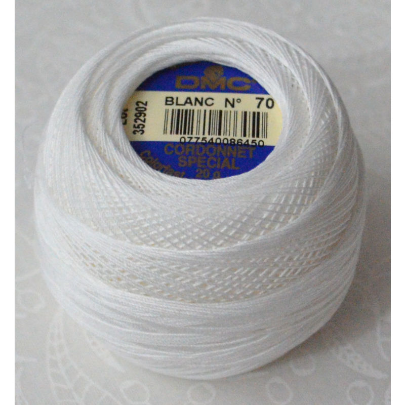 DMC Cordonnet Special Size 70 BLANC (WHITE) 6 Cord Crochet Cotton 20g Ball
