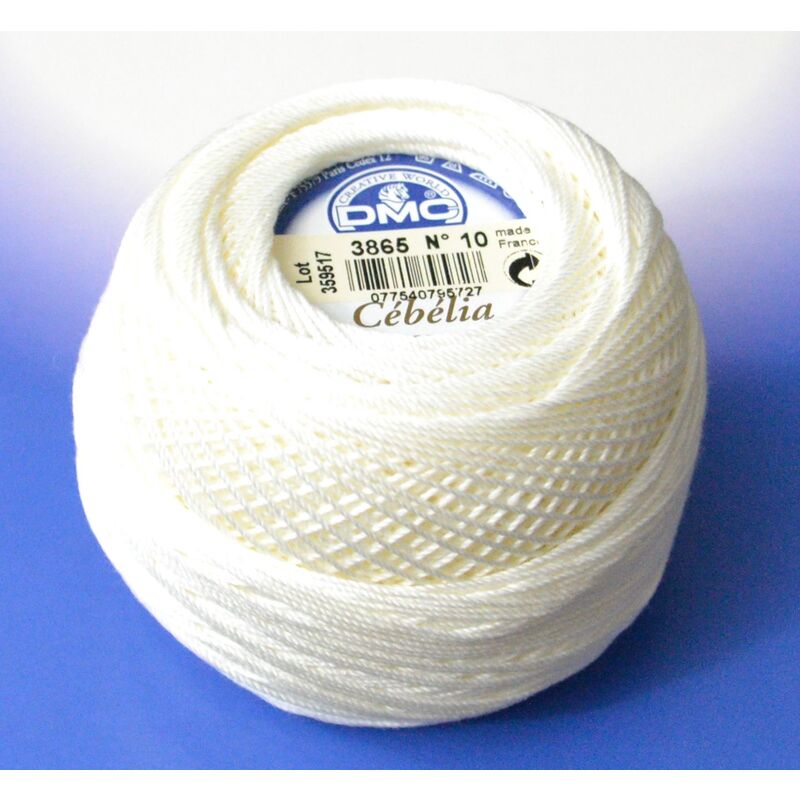 DMC Cebelia 10, #3865 Winter White, Combed Cotton Crochet Thread 50g