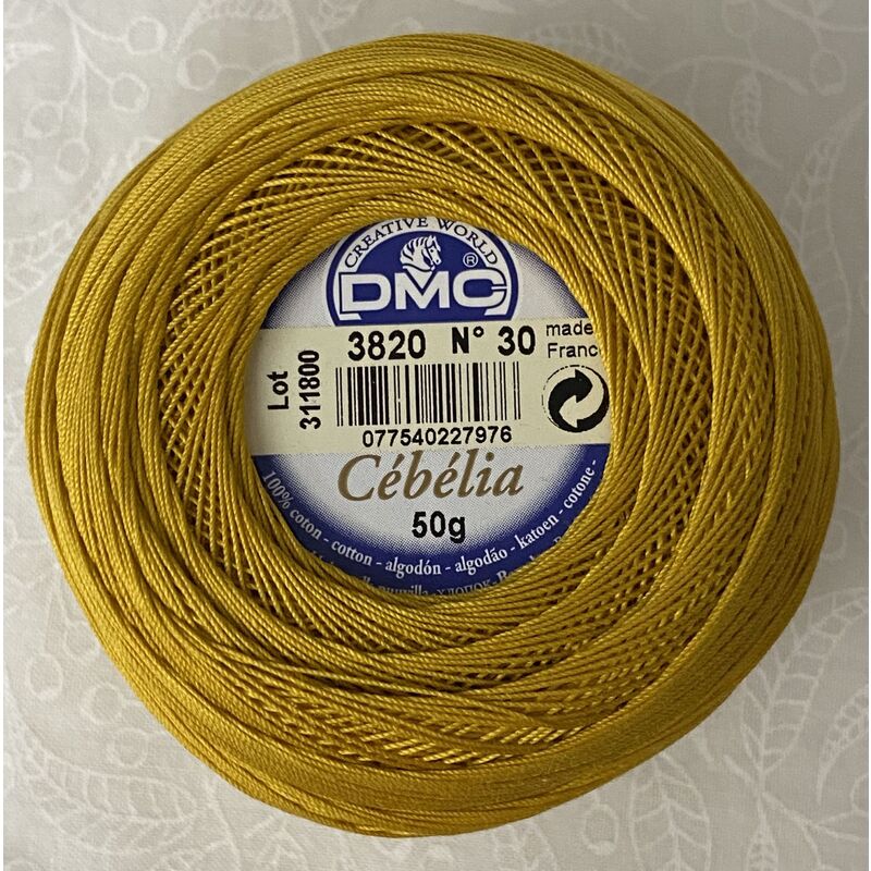 DMC Cebelia 30, #3820 Dark Straw, Combed Cotton Crochet Thread 50g
