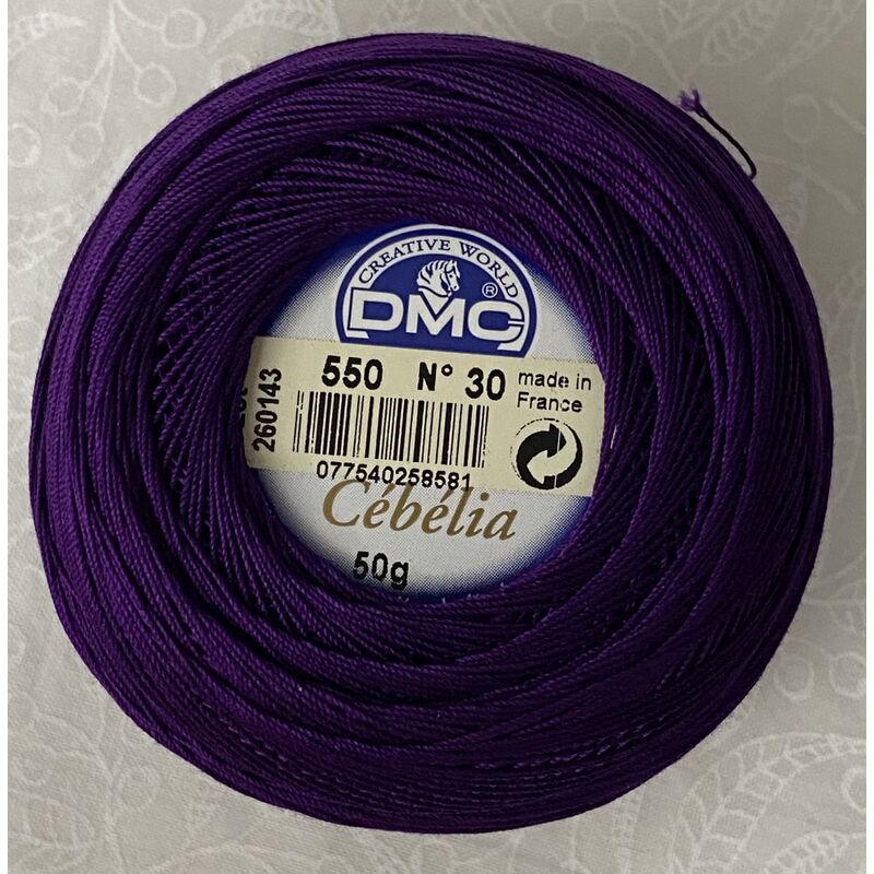 DMC Cebelia 30, #550 Very Dark Violet, Combed Cotton Crochet Thread 50g